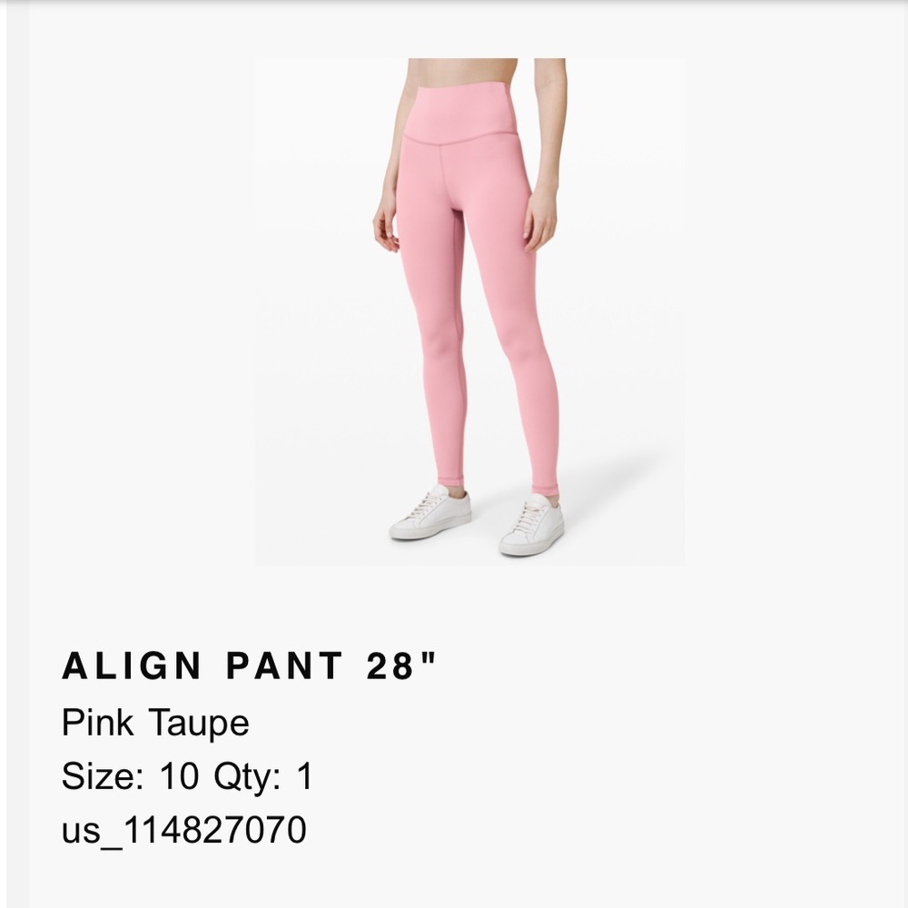 Align Size 10 pink taupe 28” leggings